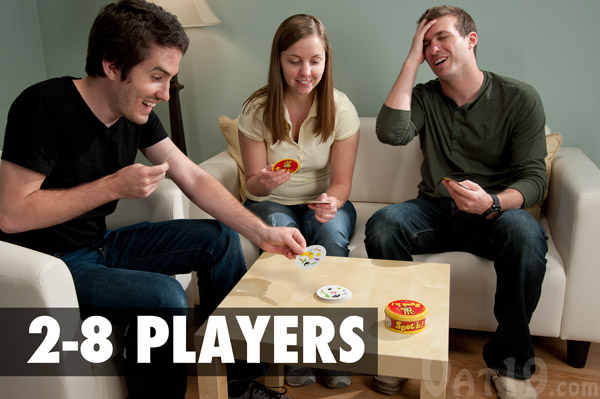 The Spot It! Party Game requires 2-8 players.