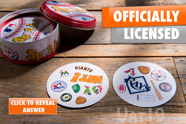 Spot It MLB features logos and images from Major League Baseball.