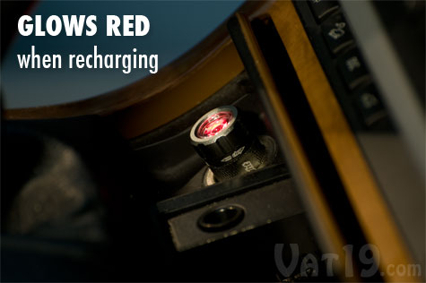 Spotlight Miniature Rechargeable LED Vehicle Flashlight provides 180 minutes of illumination per charge.