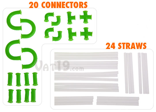 Each set of Strawz DIY Drinking Straws includes 20 connectors and 24 straws.