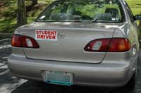 Rear panel magnetic student driver sign