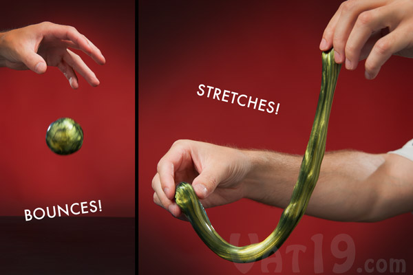Like regular putty, Super Illusions Putty bounces and stretches.