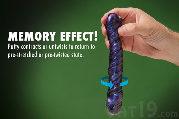 Super Illusions Putty features a memory effect where the putty wants to return to its former unstretched or untwisted state.