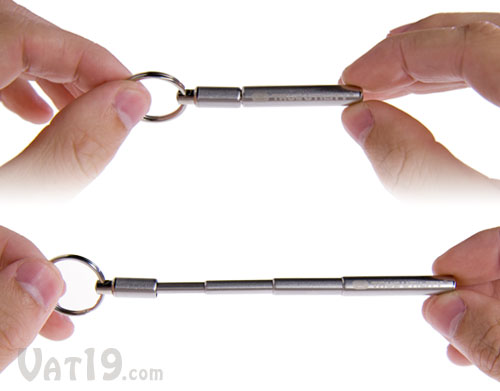Simply pull the ends of the TelePen to expand the telescoping tubes.