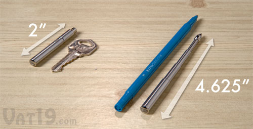 The TelePen telescoping pen expands from the size of a house key to nearly the size of a standard pen.