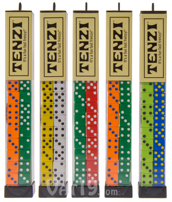 All packages of Tenzi feature four random dice colors.