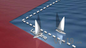 Sailboat racing near the layline