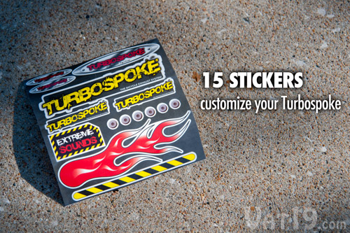 Each Turbospoke comes packaged with 15 stickers so you can customize it.