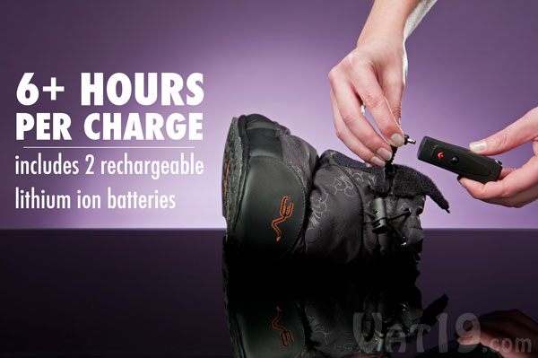 Volt Heated Slippers feature rechargeable lithium ion batteries.
