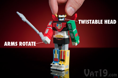 Twist the head and arms of the Voltron USB Flash Drive.