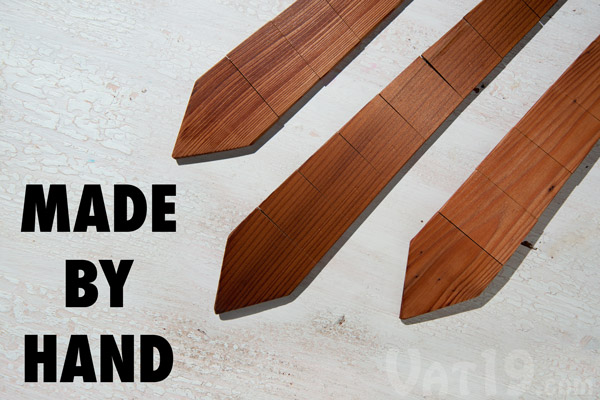 Wood Ties are made by hand in the USA.