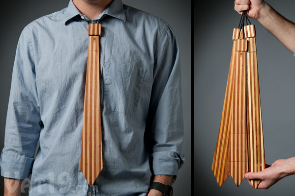 Striped Wooden Necktie